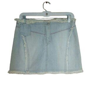 Verdi Bella Skirt Womens Large Light Wash Denim Raw Hem Mini